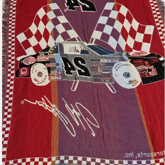 Nascar Jeff Gordon #24 Motorsports Tapestry Woven Throw Blanket 1998 Avon New - Picture 2 of 5